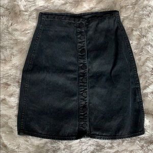 All Saints Black Denim Button Up Skirt
